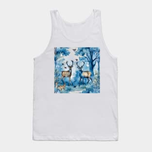 Aubusson tapestry style deer in the forest watercolor seamless pattern Tank Top